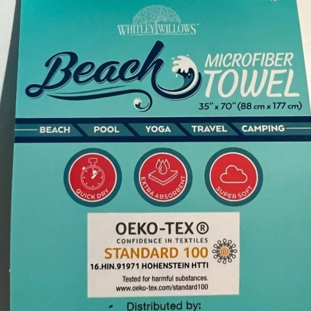 Whitley Willows Sea Turtle Print Packable Microfiber Travel Yoga Towel New